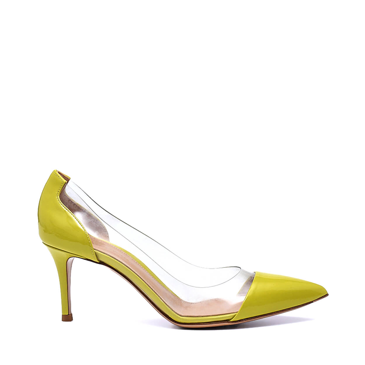 Gianvito Rossi - Lime Plexi Leather and Pvc Pumps 38